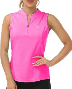 Women's Sleeveless Tennis Shirt Golf Shirts for Women Quick Dry Pickleball Shirts UPF 50  Sportswear T-Shirts with Zipper