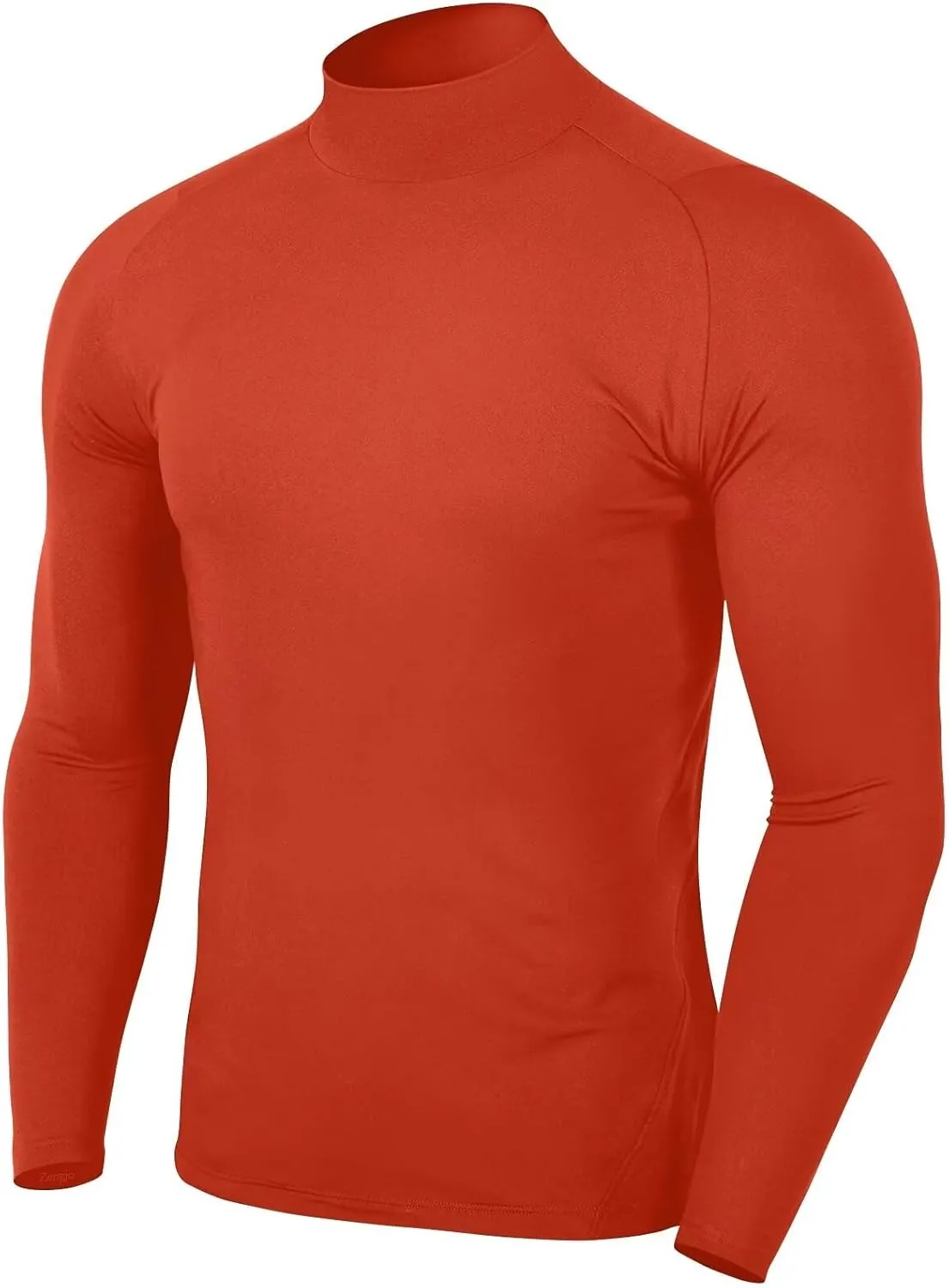 Zengjo Mens Mock Neck Long Sleeve Light Compression Shirts for Workout Running Thermal Athletic Baselayer Top